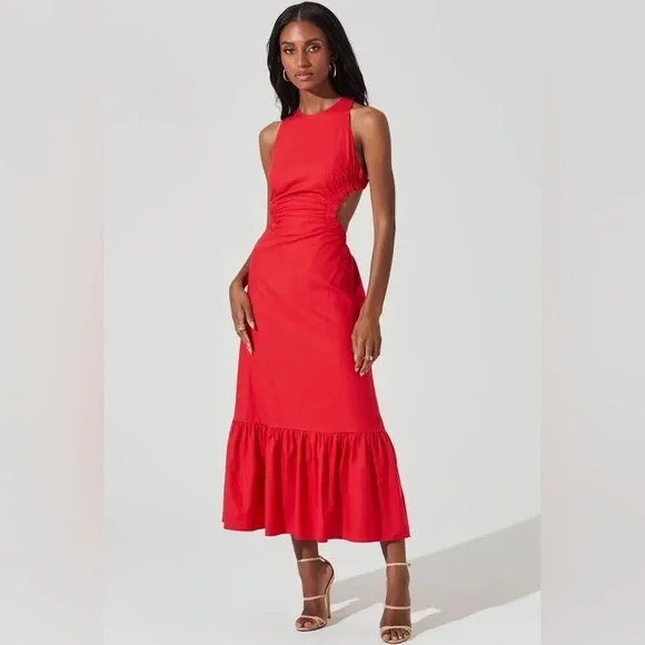 knee length dresses for ladies Eleni Linen-Blend Midi Dress